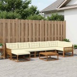 vidaXL Set de canapele de exterior cu pernă 8 pcs Natural și Crem 3381586