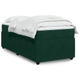 vidaXL Pat box spring cu saltea, verde &icirc;nchis, 90x190 cm, catifea 3285611