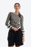 Pulover tricotat alb cu inimioare negre, L, M, S, XL, XS, Onibon
