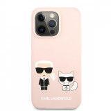 Husa de protectie telefon Karl Lagerfeld pentru iPhone 13 Mini, Karl Lagerfeld and Choupette, Silicon, KLHCP13SSSKCI, Pink