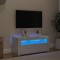 vidaXL Comodă TV cu lumini LED, alb extralucios, 90x35x40 cm