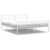Cumpara ieftin Cadru de pat metalic cu tablie de cap/picioare, alb, 180x200 cm