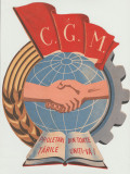 1948 Vigneta de propaganda RPR CGM Confederatia Generala a Muncii 26.5 x 21.5 cm