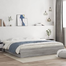 vidaXL Cadru de pat cu sertare, gri sonoma, 160x200 cm lemn prelucrat