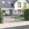 VidaXL Poartă din Gard cu V&acirc;rf de Lancă KAMPEN 404 x 175 cm Oțel Gri 42009051