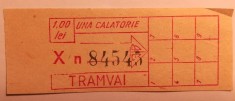 Bilet de tramvai 1 călătorie 1 leu