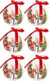 Set de 6 globuri ABXMAS, spuma, alb/rosu, 8 cm