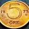 Moneda 5 ORE - SUEDIA, anul 1973 * cod 2149 A