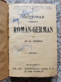 Dictionar Roman-German Complet, G. Coman, Alcalay &amp; Co, 1920, Limba Romana
