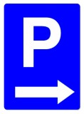 Semn de parcare cu sageata in dreapta