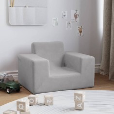 vidaXL Canapea pentru copii, gri deschis, plu? moale foto
