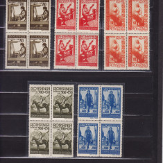 ROMANIA 1946 LP 204 F.D.F.R. BLOCURI DE 4 TIMBRE MNH