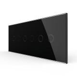 Cumpara ieftin Intrerupator touch Livolo 6M, triplu dublu, rama sticla, standard italian, negru