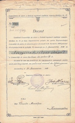 A3699N Decret de numire &amp;icirc;n funcția de forestier, 1907, Caransebeș, semnat olograf de Iosif Olariu foto