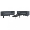 Gossi set canapele chesterfield cu perne rulou, 2 piese, gri, catifea