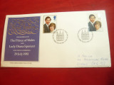 Plic FDC - Nunta Printului Charles cu Lady Diana 1981 Anglia