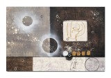Cumpara ieftin Tablou abstract pictat manual living, birou, Calatorie in spatiu 4, 90x60cm ulei pe panza efect 3D, gata de agatat pe perete