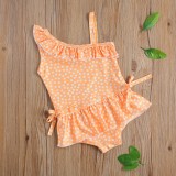 Costum de baie galben cu buline drool (marime: 100)