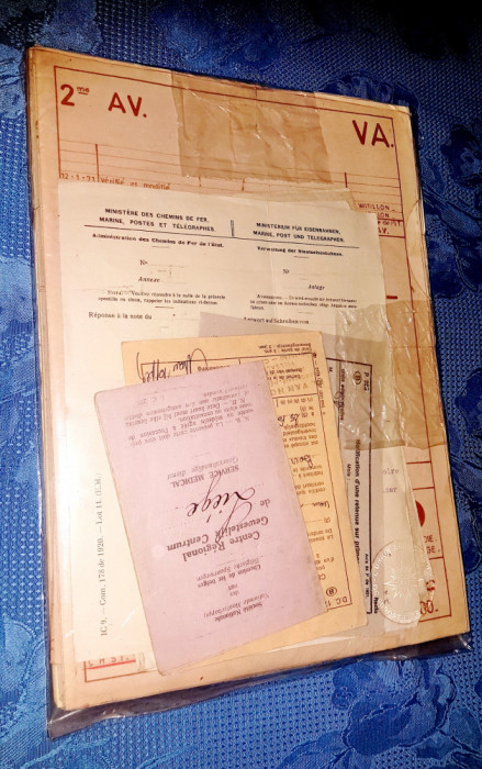 D374-Istorie CFR- Acte impegat gara Belgia cu harti, lucrari, gari, documente.