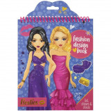 Carte de colorat Fashion Design Book cu autocolante si sabloane incluse Besties Grafix GR140007