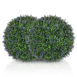 HOMCOM Set de 2 Plante Artificiale Sferice cu Flori de Lavandă, &Oslash;42 cm, Violet | Aosom Romania