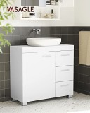 Cumpara ieftin Dulap de depozitare pentru lavoar, Vasagle, Alb, 70x30x64 cm
