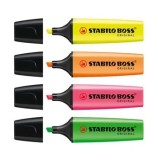 Cumpara ieftin Textmarker Stabilo Boss, varf 2-5 mm, 4 culori/set ( galben, portocaliu, verde, roz)