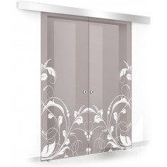 Usa culisanta Boss &reg; Duo model La Vie alb, 60+60x215 cm, sticla bronz securizata, glisanta in ambele directii