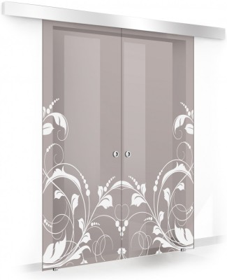 Usa culisanta Boss &amp;reg; Duo model La Vie alb, 90+90x215 cm, sticla bronz securizata, glisanta in ambele directii foto