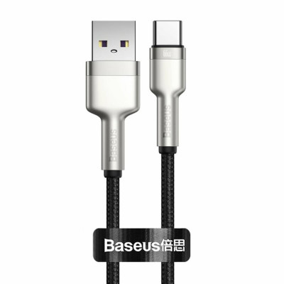 Cablu de Date USB la Type-C Fast Charging, 66W, 6A, 1m Baseus Cafule (CAKF000101) Negru foto