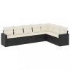 Set canapele de gradina cu perne, 7 piese, negru, poliratan