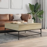 VidaXL Măsuță cafea stejar sonoma 95x95x45 cm lemn prelucrat și metal