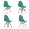 Set 4 scaune stil scandinav, Artool, Osaka, PP, lemn, verde, 46x54x81 cm, Leobert