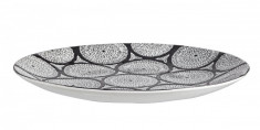 Platou decorativ din portelan alb negru Antifone 35 cm x 35 cm x 4 h Elegant DecoLux foto
