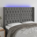 Gossi tablie de pat cu led, gri inchis, 147x16x118/128 cm, textil