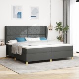 VidaXL Pat box spring cu saltea, gri &icirc;nchis, 200x200 cm, textil