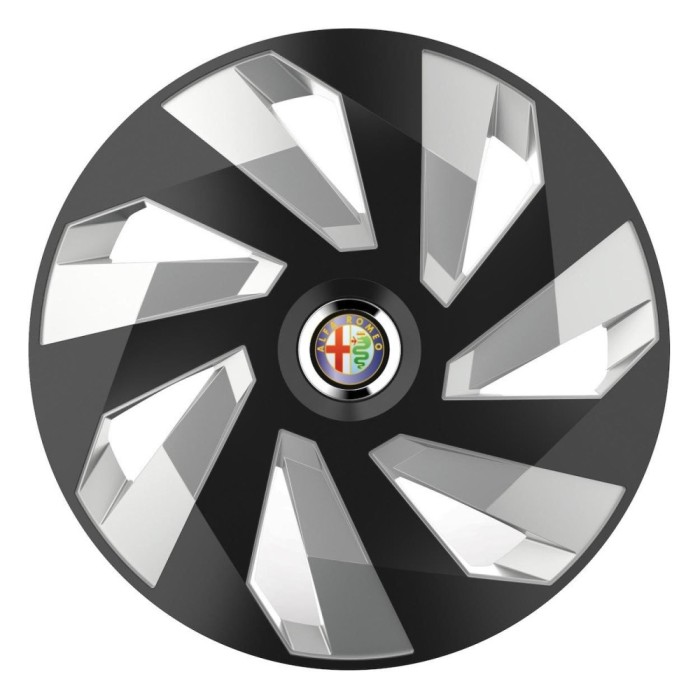 Set 4 Capace Roti, potrivite jantelor de R15, pentru Alfa Romeo, model vector black and silver