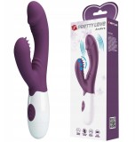 Vibrator Iepuras Andre, Vibrating&amp;Tickling, Silicon, Violet, 20 cm