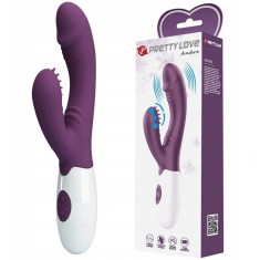 Vibrator Iepuras Andre, Vibrating&amp;Tickling, Silicon, Violet, 20 cm