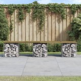 Cumpara ieftin Bancă grădină, design gabion, 203x44x42 cm, lemn pin impregnat