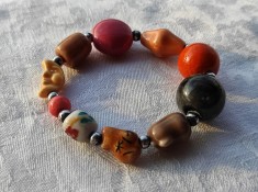 BRATARA OPULENTA MASIVA cu diverse PIETRE SEMIPRETIOASE vintage SPLENDIDA veche