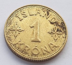 342. Moneda Islanda 1 Kr&amp;oacute;na 1940 (Monetaria Marea Britanie) foto
