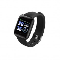 Ceas smartwatch negru, Bluetooth, Compatibil Android & IOS, Unisex, rezistent