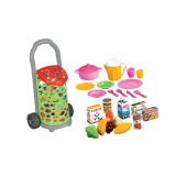 Set Jucarii Carucior de piata cu alimente si accesorii, Plastic, ATU-089838