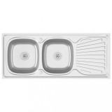 Chiuveta bucatarie cu 2 cuve, argintiu, 1200x500x155 mm, otel