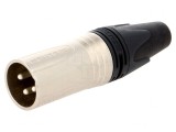 Mufă XLR 3 Pin Tată Drept Pe Cablu Contacte Alamă, Neutrik