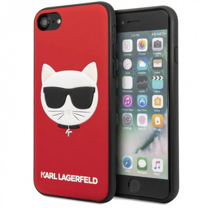 Husa Piele Karl Lagerfeld pentru Apple iPhone 7 / Apple iPhone 8 / Apple iPhone SE (2020), Iconik Embossed &amp; Glitter, Rosie KLHCI8GLRE