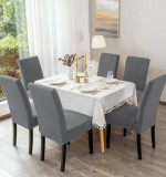 Cumpara ieftin Set 6 Huse Pentru Scaun Culoare Gri Deschis, Elastice, Elegante, Durabile