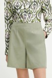 MM pantaloni scurți femei, culoarea verde, uni, high waist, 2516781018600