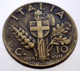 1.762 ITALIA WWII VITTORIO EMANUELE III 10 CENTESIMI 1939 R, Europa, Bronz-Aluminiu